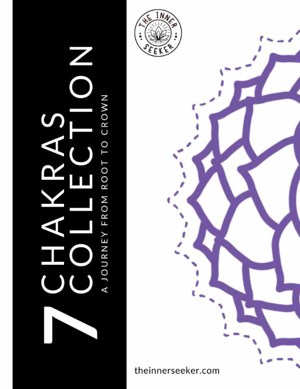 7 Chakras Collection digital printable cover with crown chakra design and The Inner Seeker logo