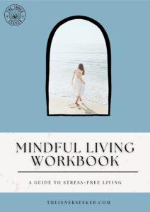 Mindful Living Workbook cover showing a woman walking peacefully by the ocean