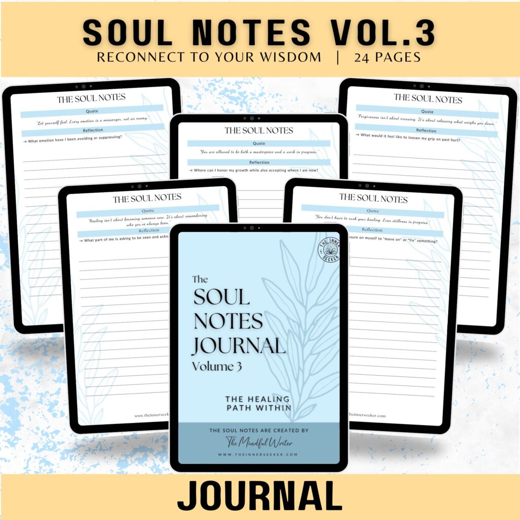 Inside preview of Soul Notes Journal Volume 3 with prompts for soulful reflection