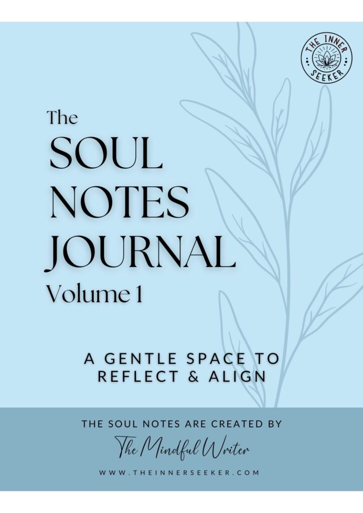 Cover of Soul Notes Journal Volume 1 in soft blue with journaling prompts for self-awareness