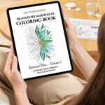 Signature Mandalas Coloring Book cover mockup on tablet screen – Botanical Flow by The Inner Seeker